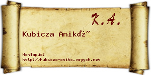 Kubicza Anikó névjegykártya